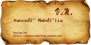 Vancsó Mahália névjegykártya